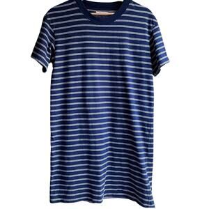 MADEWELL 100% Cotton T-Shirt Dress Navy Blue White Stripe Casual Nautical S